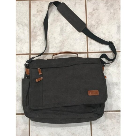 Men Messenger Bag 15.6 inch Water-resistant Canvas Computer Bag Work Bag